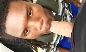 Black str8 homeless thug suck my white cock for some cash