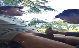 Sucking a straight dude In the forest  