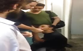 Straight guy caught some guys having sex in public toilet