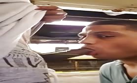 Caught giving a blowjob to a stranger in NYC subway