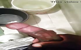 Horny str8 Dominican  jerks off in his bathroom before showering