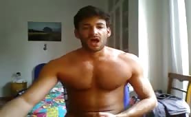 Cute str8 spanish dude stroking and shooting a huge load on the table