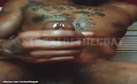 Horny black thug showing his cumshot