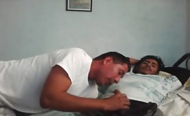 Horny latino having fun with his str8 roommate