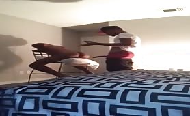Straight big boner nigga penetrating a horny slut on a chair