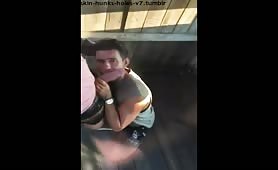 Sucking my married neighbor on the balcony