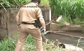Police find a tramp masturbating outdoors