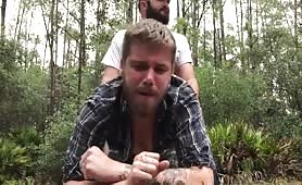 Horny bearded farmer fucking his nephew outdoors