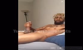 Cute str8  jamaican dude stroking his mushroom head cock