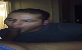 Hungry Latino sucks his straight neighbor's huge black cock