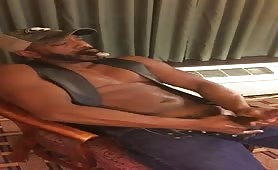 Huge dick black daddy smoking a cigar while masturbating