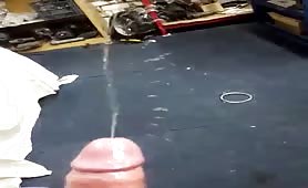 Straight guy masturbating and shooting a huge load