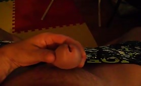 Stroking my big uncut cock