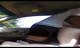 Black daddy pounding a white skinny ass in his car