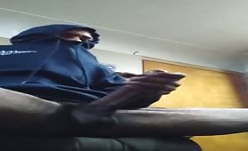 Straight young black dude rubbing his tasty long cock