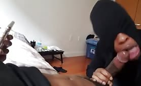 masked black sucking his co worker cock for extra cash
